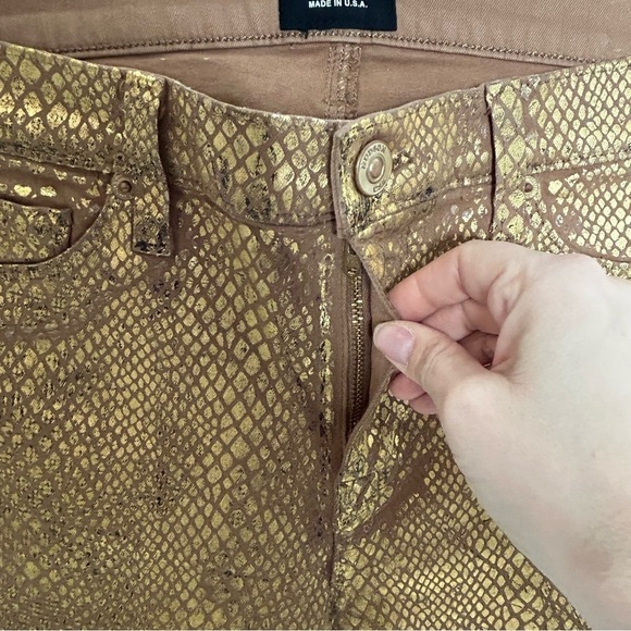 Hudson Jeans Nico Snake Embossed Gold Metallic Skinny Jeans - Picture 9 of 16